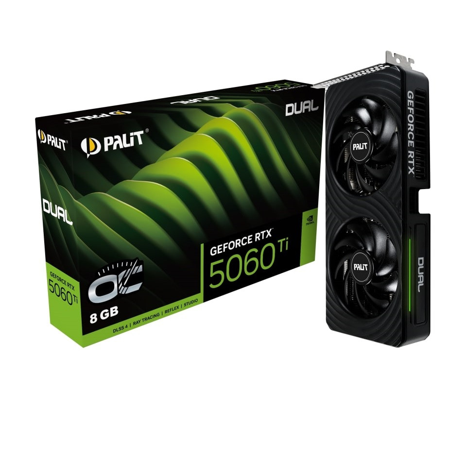 Ігрова відеокарта Palit GeForce RTX 5060 Ti 8 GB GDDR7 Dual OC — висока частота, міць і DLSS 4, фото 1