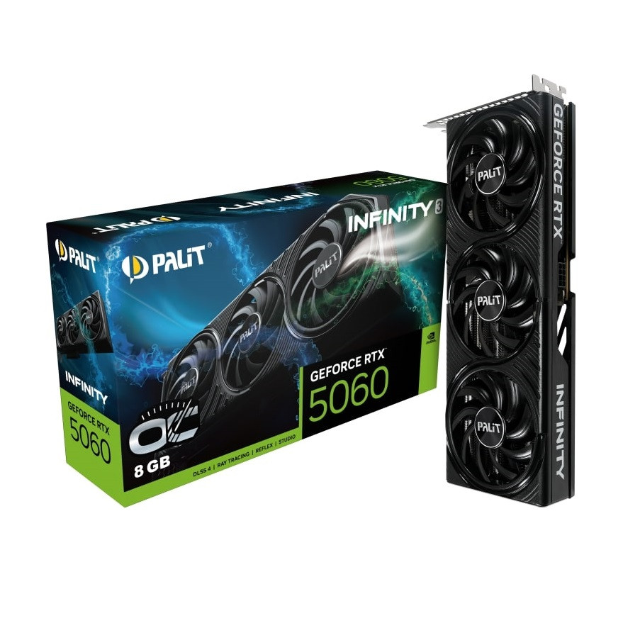 Топова відеокарта Palit RTX 5060 8 GB GDDR7 Infinity 3 OC — DLSS 4, Ray Tracing, 3 вентилятори, фото 1