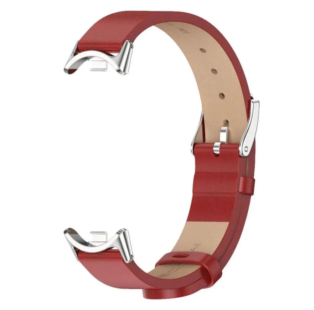 Шкіряний ремінець Mijobs для фітнес-браслета Xiaomi Smart Band 10 - Red&Silver, фото 1
