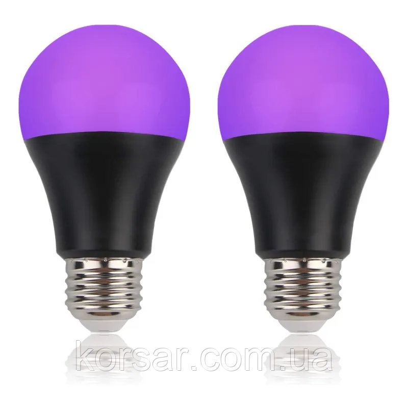 Лампа ультрафіолетове світло Е-27 395-4000нм, 9W. Для експерта, медика, детектор валют UV LED. Дисколампа УФ, фото 1