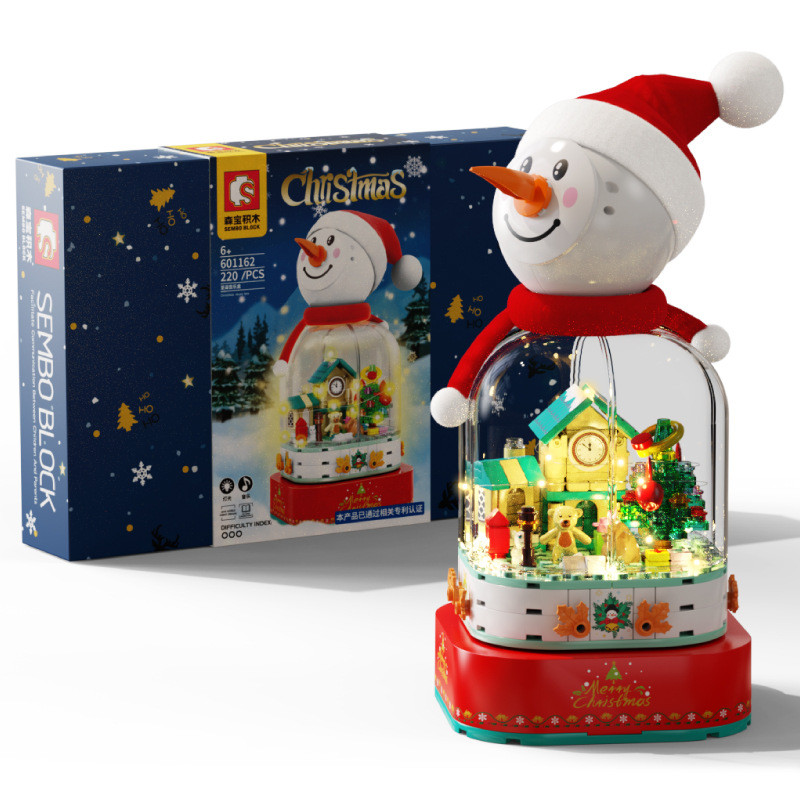 Конструктор Різдвяний сніговик, з музикою та підсвіткою (Sembo Block 601162 Christmas 601162 Snowman Music Box), фото 1