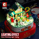 Конструктор Різдвяний сніговик, з музикою та підсвіткою (Sembo Block 601162 Christmas 601162 Snowman Music Box), фото 6