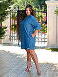 Літня стильна джинсова коротка сукня-трапеція батал із кишенями (р.48-56). Арт-1212/29, фото 8
