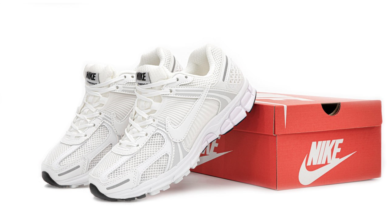 Жіночі чоловічі кросівки Nike Vomero Zoom 5 White білі Найк Вомеро на весну літо, фото 1