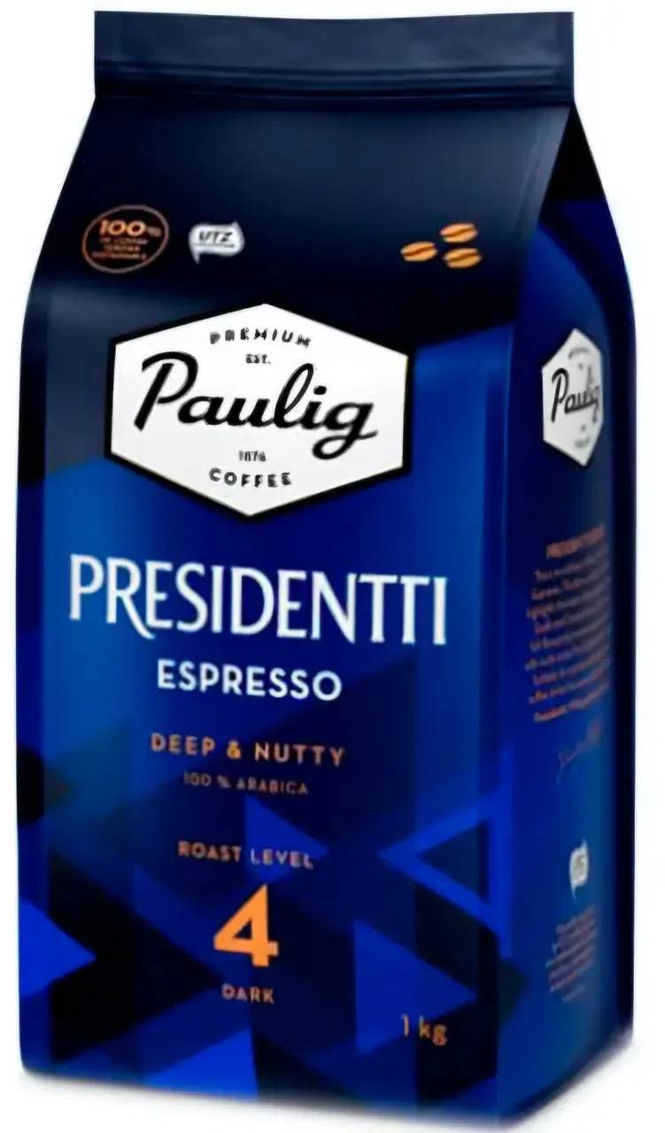 Кава в зернах Paulig Presidentti ESPRESSO 1000г, 100% Арабіка з нотками темного шоколаду, Фінляндія, фото 1