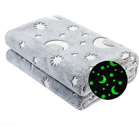 Плед-покривало світиться в темряві для дітей і дорослих затишна м'яка ковдра з зірками з мікрофібри