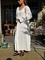 Жіночий бавовняний комплект сарафан міді з кардиганом, фото 7