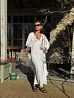 Жіночий бавовняний комплект сарафан міді з кардиганом, фото 3