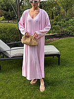 Жіночий бавовняний комплект сарафан міді з кардиганом, фото 6