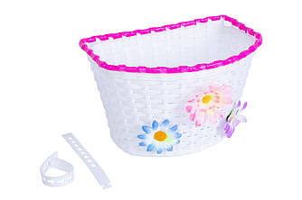 Корзина Pl с креплением на руль/вынос 150x165x235 мм білий з рожевим BRAVVOS FL-BS22-02