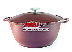 Каструля алюмінієва 4,5 л з потовщеним дном і зовнішнім бордовим покриттям БІОЛ K0451D