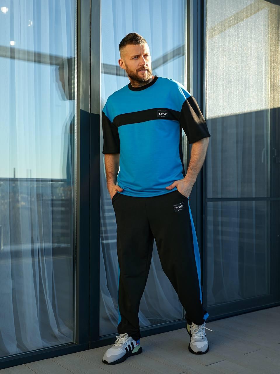 Стильний літній чоловічий спортивний костюм: штани + футболка (р.48-54). Арт-1220/29, фото 1