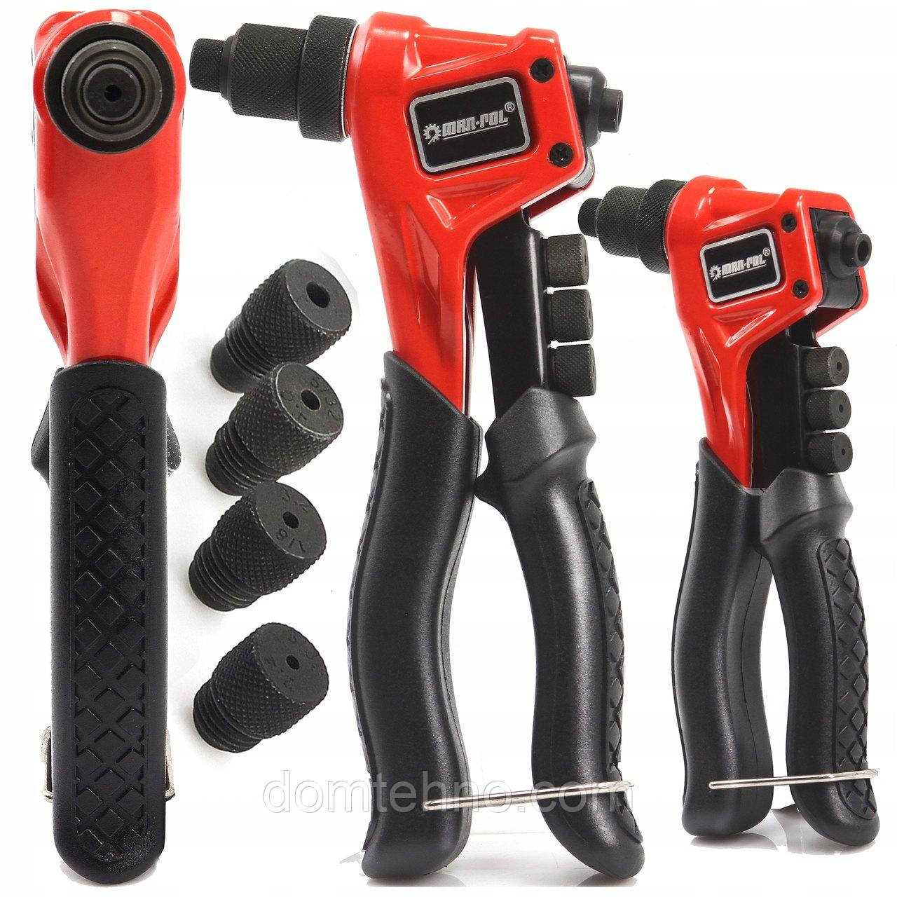 Професійний ручний заклепочник 2,4 - 4,8 мм зі змінними насадками Mar-Pol M49583, фото 1