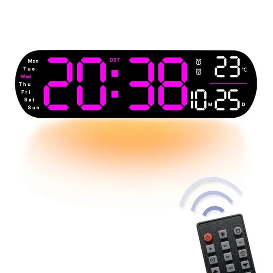Годинник Deepfox DS-5502 LED цифровий електронний настінний Будильник Дата Температура 35х10см, фото 1