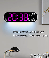 Годинник Deepfox DS-5502 LED цифровий електронний настінний Будильник Дата Температура 35х10см, фото 2