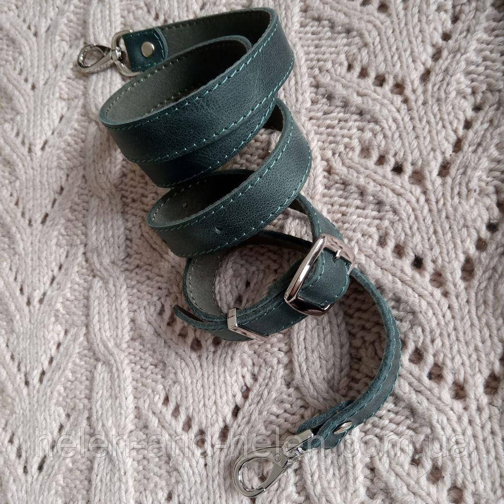 Ремінь для сумки з натуральної шкіри 120*2. Колір "Смарагдовий"., фото 1