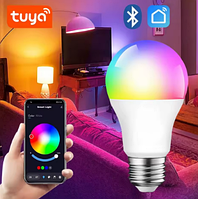 Лампа LED RGB E27 15 Вт 220 В Bluetooth TUYA 16 млн кольорів + таймер + голосовий контроль + світломузка.