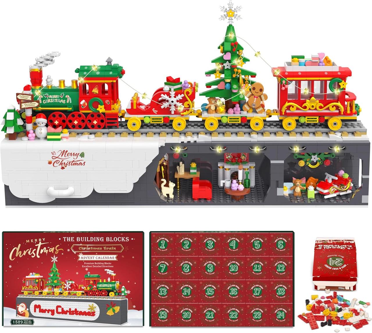 Уцінка! Адвент-календар Конструктор Різдвяний поїзд (Train Building Block Advent Calendar), фото 1