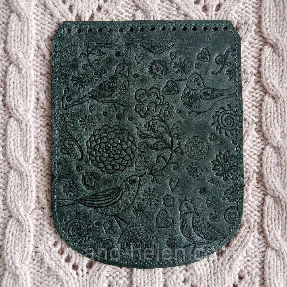 Клапан для рюкзака "Пташки". Колір "Смарагдовий"., фото 1