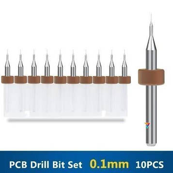 PCB drill Set 0.1mm 10pcs Набір свердел для друкованих плат - 10 шт 0.1 мм діаметром