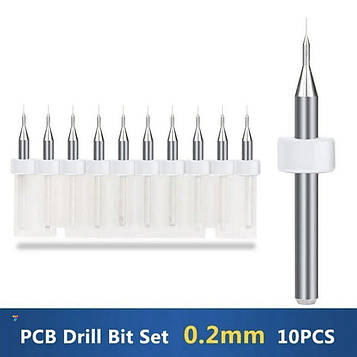 PCB drill Set 0.2mm 10pcs Набір свердел для друкованих плат - 10 шт 0.2 мм діаметром