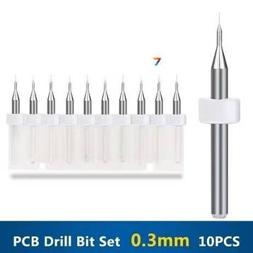 PCB drill Set 0.3mm 10pcs Набір свердел для друкованих плат - 10 шт 0.3 мм діаметром