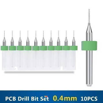PCB drill Set 0.4mm 10pcs Набір свердел для друкованих плат - 10 шт 0.4 мм діаметром