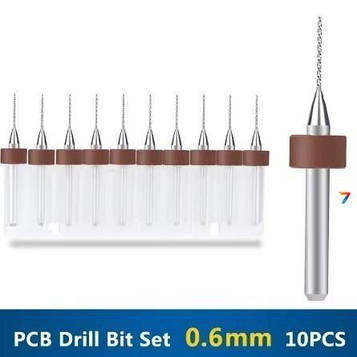 PCB drill Set 0.6mm 10pcs Набір свердел для друкованих плат - 10 шт 0.6 мм діаметром