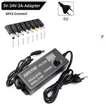 ADJ AC/DC Adapter 3-24V 2A with 8 connectors AC/DC Мережевий адаптер універсальний. Вхід: AC 220 В. Вихід: DC 3-24 В 2A. 8 різних