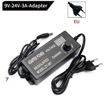 Adjustable Power Supply Adapter 9-24V 3A AC/DC Мережевий адаптер універсальний. Вхід: AC 220 В. Вихід: DC 9-24 В 3A Роз'єм: