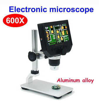 Digital Video Microscope 600X Цифровий мікроскоп з вбудованим LCD дисплеєм 3,6 Мп. на алюмінієвому штативі. Збільшення: