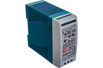 DRC-40A AC/DC на DIN-рейку. 40 Вт, з функцією зарядки батареї, виходів 2: 13.8В @ 1.9А, 5В @ 3А, 13.8В @ 1.0А вхід: 90 ... 260VAC