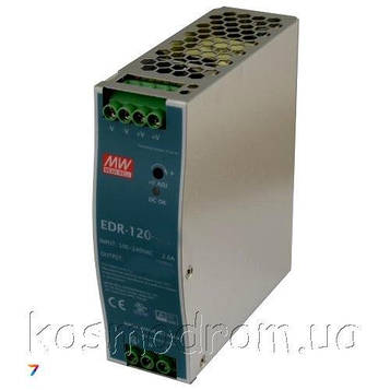 EDR-120-48 AC/DC, 120W, Вхід: 90-264VAC/127-370VDC, Вихід: 48В/2,5A, розміри 40х125.2х113.5 мм, -20...+60 С