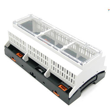 DGK12-003-1Y-00AH Пластиковий корпус на DIN рейку, з прозорою кришкою. Габаритні розміри становлять: по довжині 161.6мм, по ширині