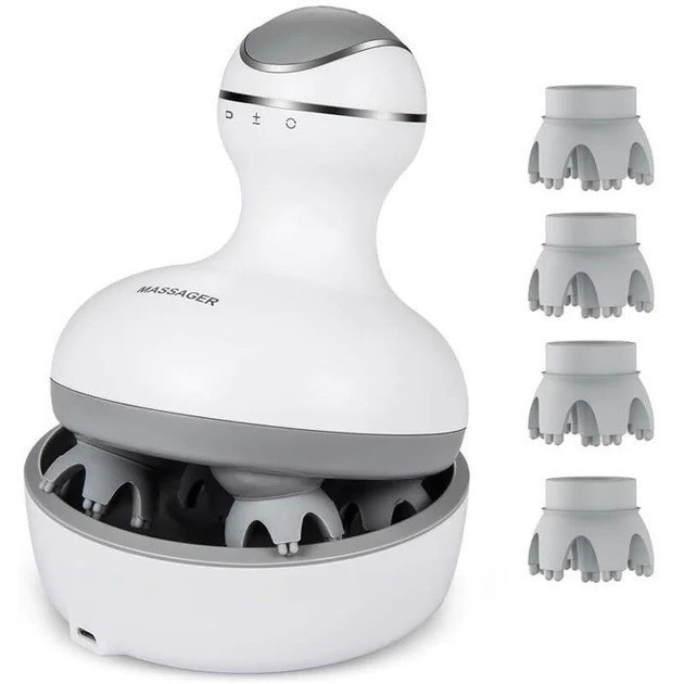 Водонепроникний масажер для голови та тіла IPX7 із силіконовими насадками Бездротовий, фото 1