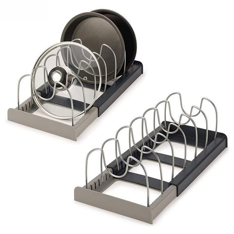 Розширювана підставка для посуду та кришок DISH RACK з неіржавкої сталі/Органайзер-сушарка кухонна розсувна, фото 1