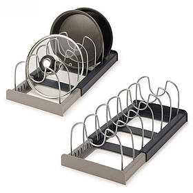 Розширювана підставка для посуду та кришок DISH RACK з неіржавкої сталі/Органайзер-сушарка кухонна розсувна