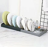 Розширювана підставка для посуду та кришок DISH RACK з неіржавкої сталі/Органайзер-сушарка кухонна розсувна, фото 5