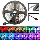 Світлодіодна стрічка LED SMD 5050 RGB 2 м для телевізора з пультом Неонова USB-підсвітка екрана, різнобарвна, фото 2