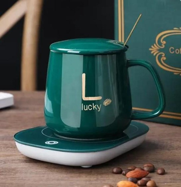 Розумний кухоль LUCKY з підігрівом на платформі 400 мл у подарунковому пакованні, зелений, фото 1