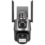 Вулична поворотна Wi-Fi IP камера відеоспостереження PTZ P11 6MP з подвійним об'єктивом, нічним баченням, фото 6