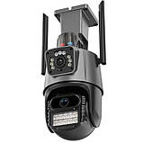 Вулична поворотна Wi-Fi IP камера відеоспостереження PTZ P11 6MP з подвійним об'єктивом, нічним баченням, фото 7