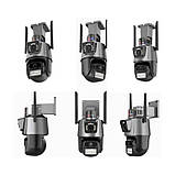 Вулична поворотна Wi-Fi IP камера відеоспостереження PTZ P11 6MP з подвійним об'єктивом, нічним баченням, фото 8