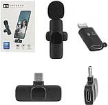 Бездротовий петличний мікрофон XOKO K9 з адаптером Type-C і Lightning для Android і iPhone, для блогерів, фото 3