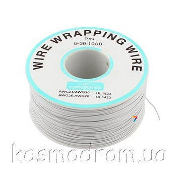 Провод для монтажу 30AWG 250м - Білий Монтажний провід одножильний. Діаметр жили: 30AWG (0,25 мм) Котушка 250 метрів. Колір