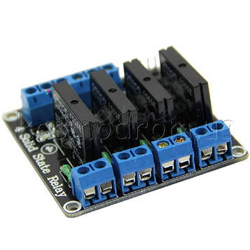 4 Channel 12V SOLID State Relay Module High Level Trigger Чотириканальний модуль на основі твердотільних реле OMRON. 12 В. Високий