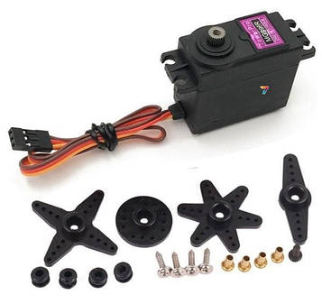 SERVO-MG996R Розмір: 40,7x19,7x42,9 мм Зусилля на валу: 9,4 кг / см (4.8V): 11 кг / см (6.0V) Швидкість: 0.17 сек. / 60
