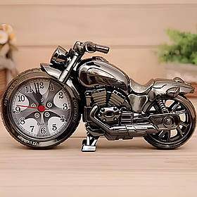 Настільний годинник з будильником у вигляді мотоцикла чорного кольору — інтер'єрний годинник-Байк RESTEQ 22,5×12,5 см