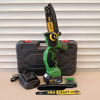 Акумуляторна міні пила Procraft PKA32Li  (2 шини 15см і 20 см, 20В, 1 АКБ) в кейсі. Безщіткова ланцюгова пила Прокрафт PKA-32Li