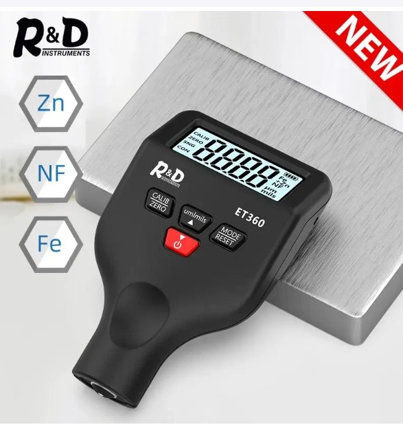 ТОВЩИНОМІР R&D ET360 full black 0-1500 мікронів Fe&NFe автоматичний тест фарби автомобільний, фото 1